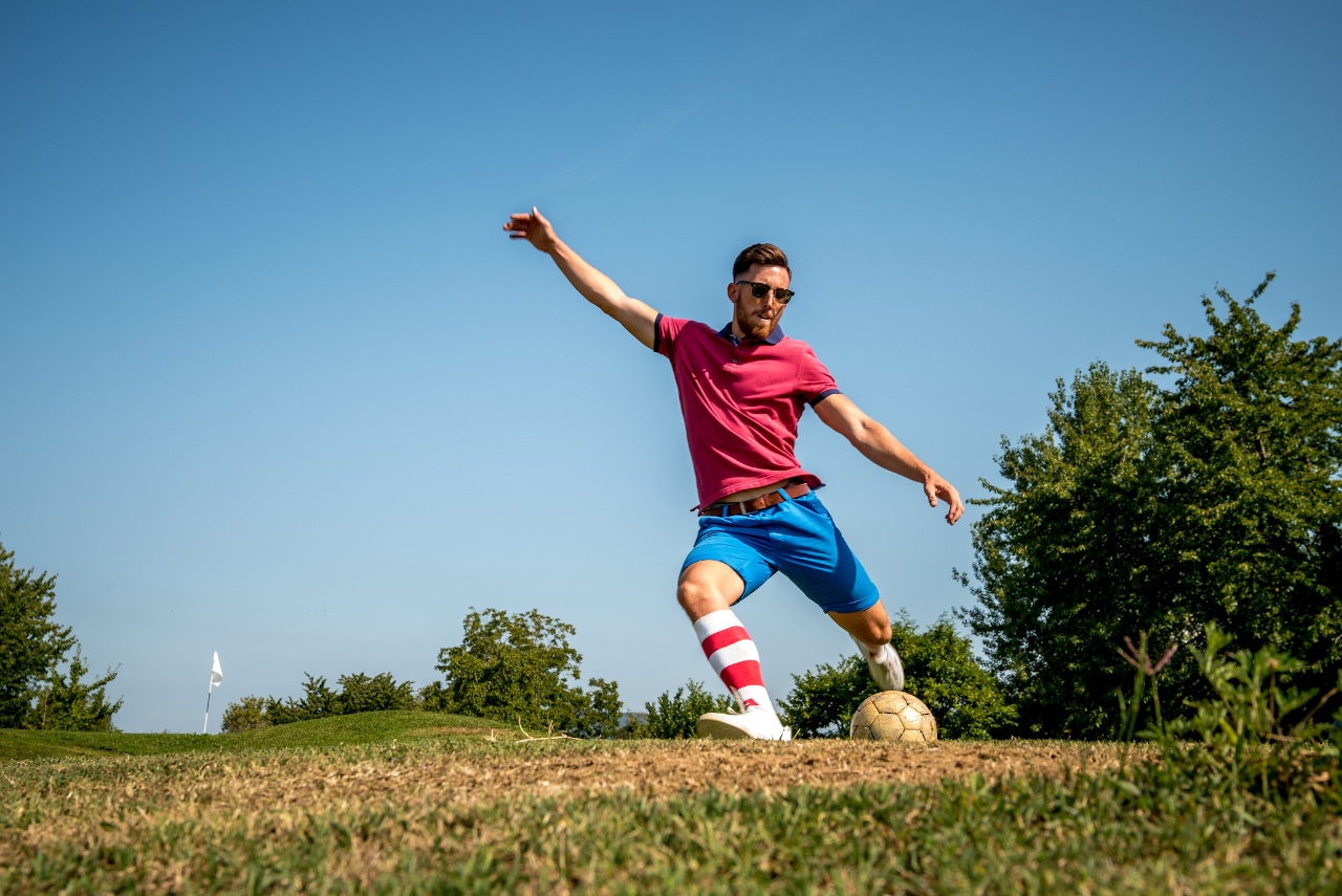 Footgolf Player Striking the Ball